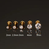 Zircon Titanium Steel Ear Studs Nose Rings Lip Piercing 6MM 8MM 10MM