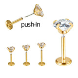 Zircon Titanium Steel Ear Studs Nose Rings Lip Piercing 6MM 8MM 10MM