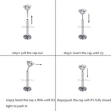 Zircon Titanium Steel Ear Studs Nose Rings Lip Piercing 6MM 8MM 10MM