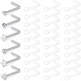 20G Steel Bone Nose Rings Studs & Clear Retainer Nose Screw Piercing