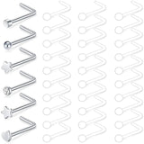 20G Steel Bone Nose Rings Studs & Clear Retainer Nose Screw Piercing