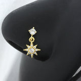 20G Surgical Steel Nose Rings with CZ Heart Dangle L Shape Nose Studs