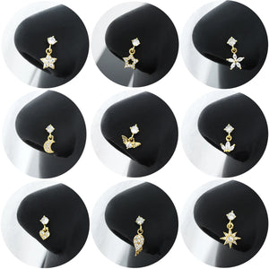 20G Surgical Steel Nose Rings with CZ Heart Dangle L Shape Nose Studs