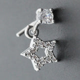 20G Surgical Steel Nose Rings with CZ Heart Dangle L Shape Nose Studs
