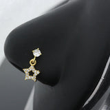 20G Surgical Steel Nose Rings with CZ Heart Dangle L Shape Nose Studs