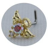 Cross CZ Dangle L Shape Nose Studs Surgical Steel Nose Rings Body Jewelry