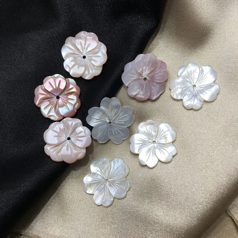Natural Pearl Mother Shell Pink Flower Jewelry Beads 10Pcs