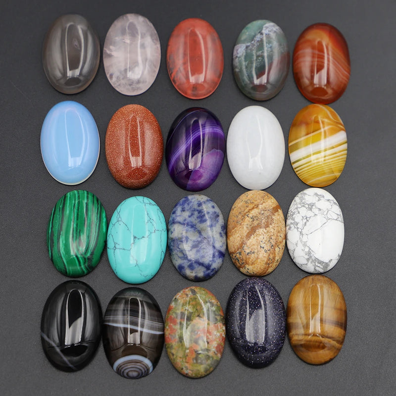 Natural Stone Oval Shape Cabochons Beads for Jewelry Making 10Pcs