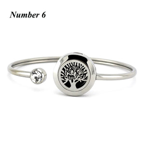 Tree of Life Essential Oil Bracelet for Women Stainless Steel Bangle