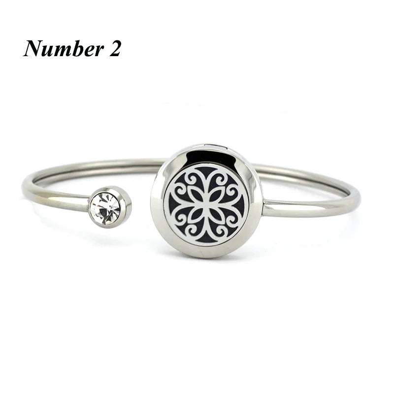 Tree of Life Essential Oil Bracelet for Women Stainless Steel Bangle
