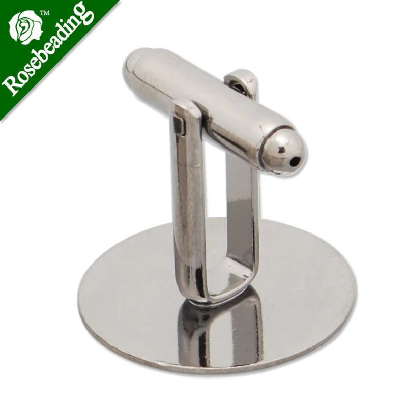 Gun Metal Plated Flat Cufflink Blanks, 20mm Glue Pad, 20pcs