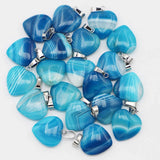 20MM Natural Stone Agate Heart Pendants for Women Necklace, 25pcs/lot