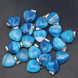 20MM Natural Stone Agate Heart Pendants for Women Necklace, 25pcs/lot