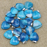 20MM Natural Stone Agate Heart Pendants for Women Necklace, 25pcs/lot