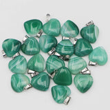 20MM Natural Stone Green Agate Heart Pendants Charms 25pcs/lot