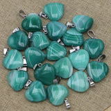 20MM Natural Stone Green Agate Heart Pendants Charms 25pcs/lot