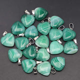 20MM Natural Stone Green Agate Heart Pendants Charms 25pcs/lot