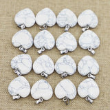 20MM Natural Stone Heart Necklace Pendants 30Pcs