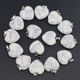 20MM Natural Stone Heart Necklace Pendants 30Pcs