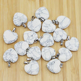20MM Natural Stone Heart Necklace Pendants 30Pcs