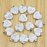 20MM Natural Stone Heart Necklace Pendants 30Pcs