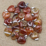 20MM Natural Stone Yellow Agate Love Heart Pendants for Women Necklace
