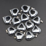 20MM Natural Gallstone Hematite Heart Pendants Beads Healing Reiki Charms