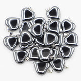 20MM Natural Gallstone Hematite Heart Pendants Beads Healing Reiki Charms