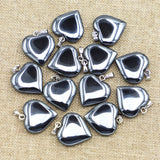 20MM Natural Gallstone Hematite Heart Pendants Beads Healing Reiki Charms