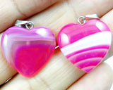 20MM Quartz Crystal Agates Heart Pendant DIY Necklace Accessories 12pcs