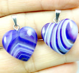 20MM Quartz Crystal Agates Heart Pendant DIY Necklace Accessories 12pcs