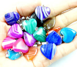 20MM Quartz Crystal Agates Heart Pendant DIY Necklace Accessories 12pcs