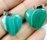 20MM Quartz Crystal Agates Heart Pendant DIY Necklace Accessories 12pcs