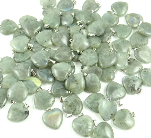 Natural Stone Heart Pendant for DIY Jewelry Making 24pcs