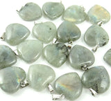 Natural Stone Heart Pendant for DIY Jewelry Making 24pcs