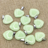 Love Heart Green Luminous Stone Pendants Charms 50pcs/lot
