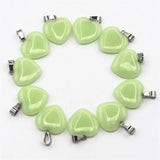 Love Heart Green Luminous Stone Pendants Charms 50pcs/lot