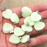 Love Heart Green Luminous Stone Pendants Charms 50pcs/lot