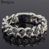 Skull Head Chain Bracelet Men Gothic Stainless Steel Biker Jewelry