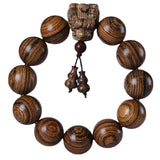 Vintage Wooden Bracelet Dragon Head Beads Charm Bracelet Bangle Reiki Buddha Woo