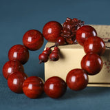 Vintage Wooden Bracelet Dragon Head Beads Charm Bracelet Bangle Reiki Buddha Woo