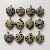 20MM Natural Stone Heart Pendants Necklace Charms 50pcs