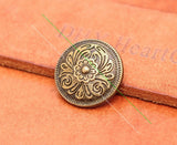Antique Brass Western Flower Engraved Conchos Set