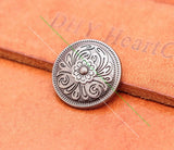 Antique Silver Western Flower Engraved Leathercraft Conchos Set