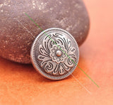 Antique Silver Western Flower Engraved Leathercraft Conchos Set