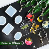 20PC Keychain Resin Silicone Mold Set Earring Jewelry Kit Epoxy Keyrings Mold