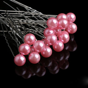 20PC Women Lady Pink Purple Pearls Hair Pins Clips Barrette Hairpins