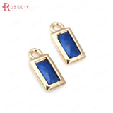 20PCS High Champagne Brass Zircon Rectangle Charms Pendants