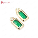 20PCS High Champagne Brass Zircon Rectangle Charms Pendants