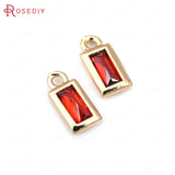 20PCS High Champagne Brass Zircon Rectangle Charms Pendants